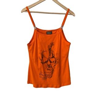 Biker clothing Company orange 75th Anniversary Bike Week skull tank 2XL